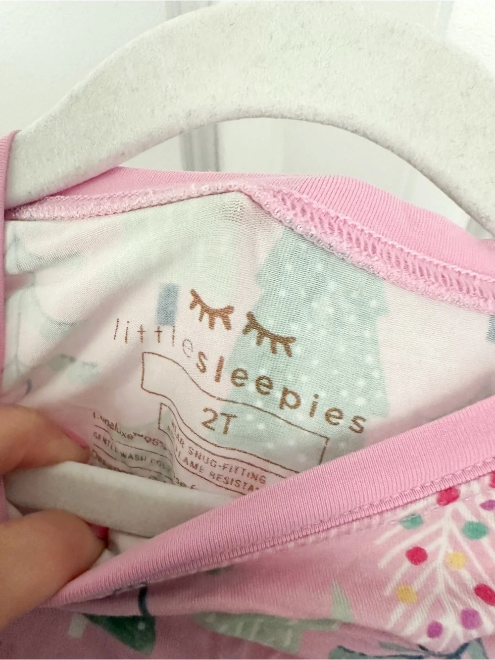 Little Sleepies pink Christmas trees pajamas size 2T